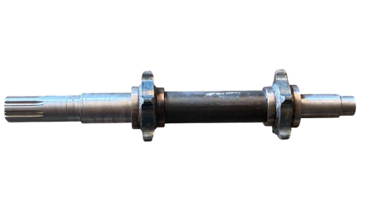 Вал привода транспортера Томез в сборе со звездочками РП-02.00.001 L=850 мм